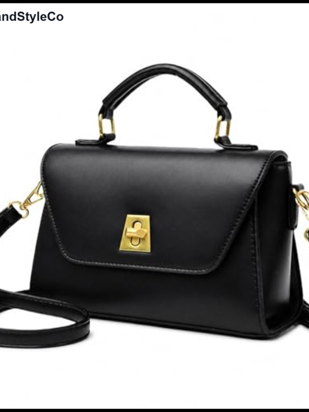 Crossbody Bag PU Leather Satchel Purse Top Handle Turn Lock Adjustable Strap